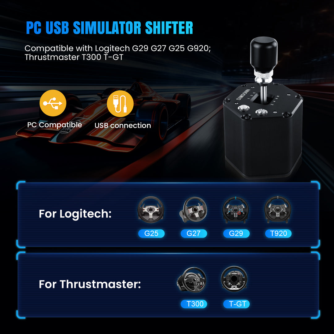 SIMSONN PC USB Simulator Shifter 6+R H Gear Shifter