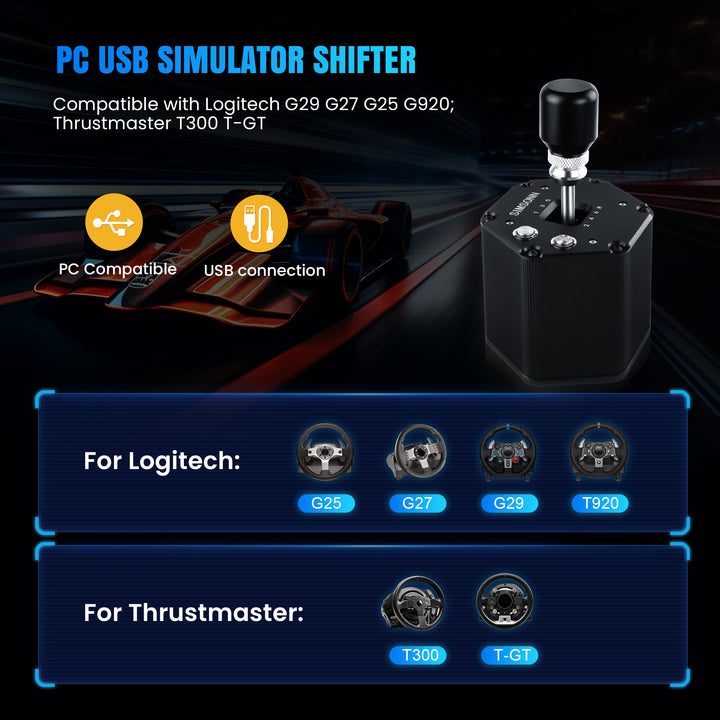 SIMSONN PC USB Simulator Shifter 6+R H Gear Shifter