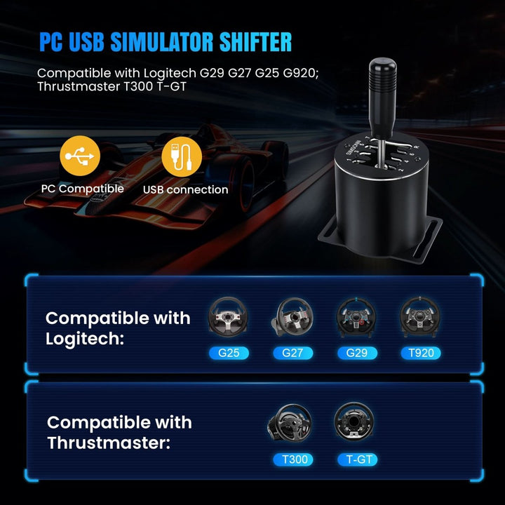 SIMSONN PC USB 7+R H Simulator Gear Shifter